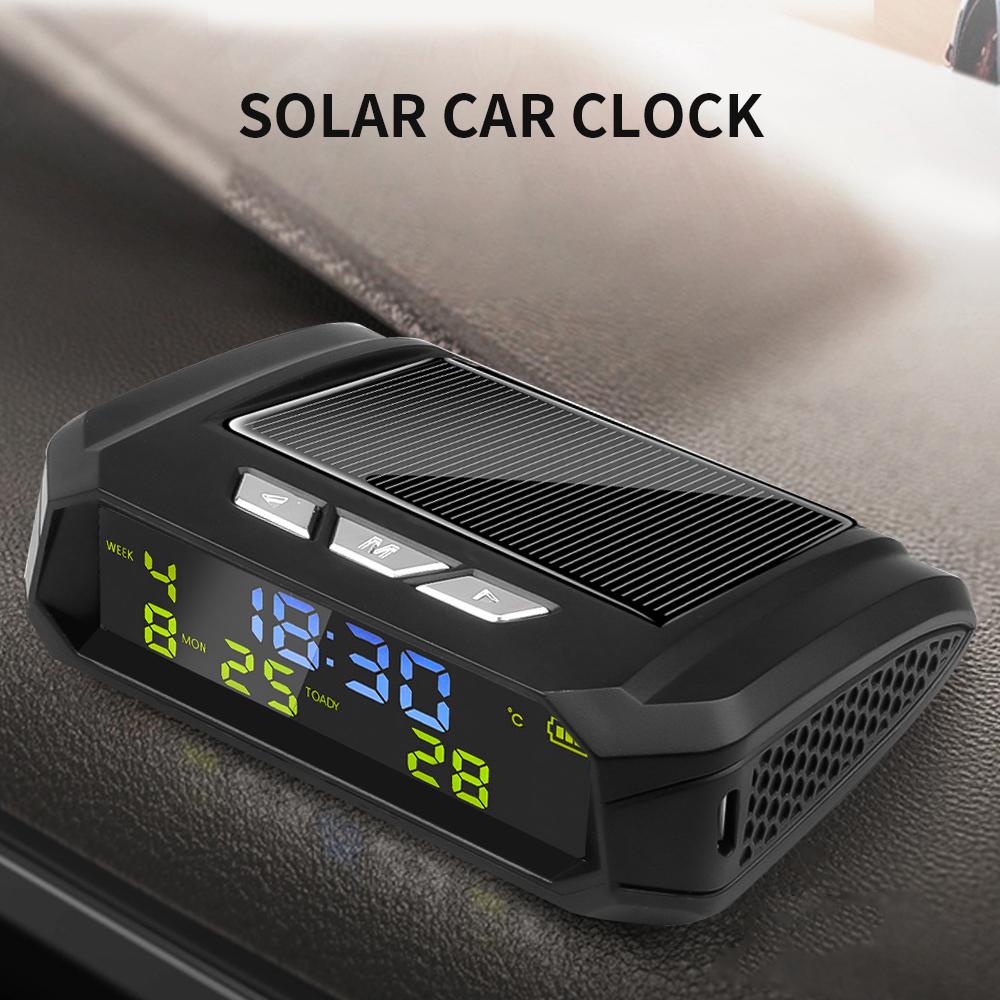 Car Clock Look Solar Car Digital Clock  with LCD Display Auto Accessories For Unique Parts Portable Car Ornaments