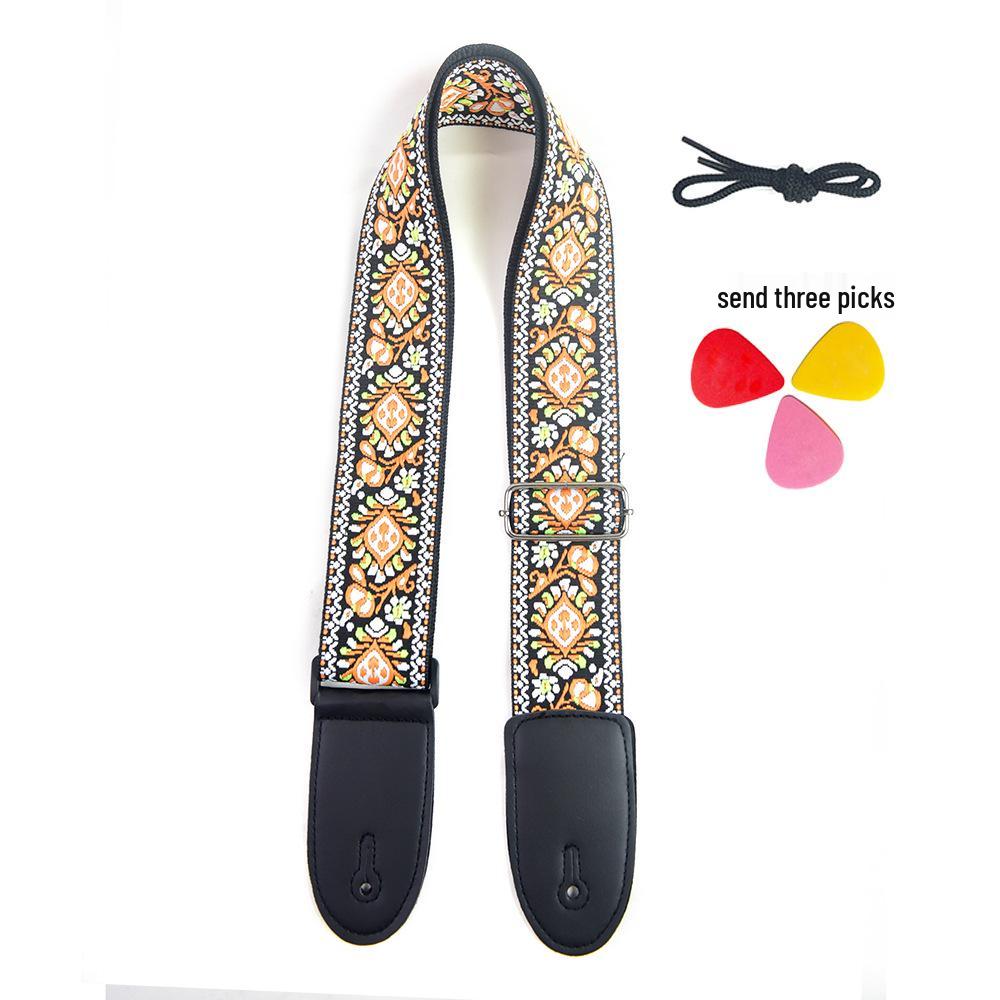 Thick Embroidered Universal Guitar Strap for Acoustic, Electric, and Wooden Guitars