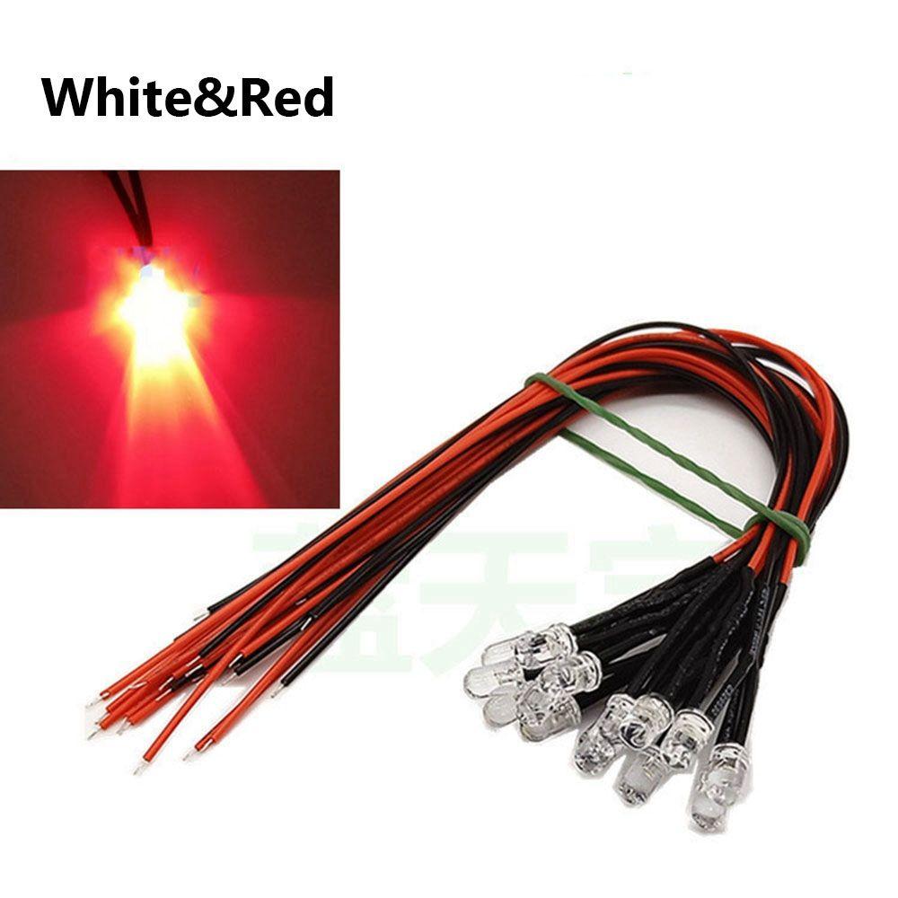 10pcs 3mm 12V LED Light Red White Yellow For 1/10 RC Crawler 1/14 Tamiya RC Truck Drift Car Truck Toys SCX10 SCANIA G63