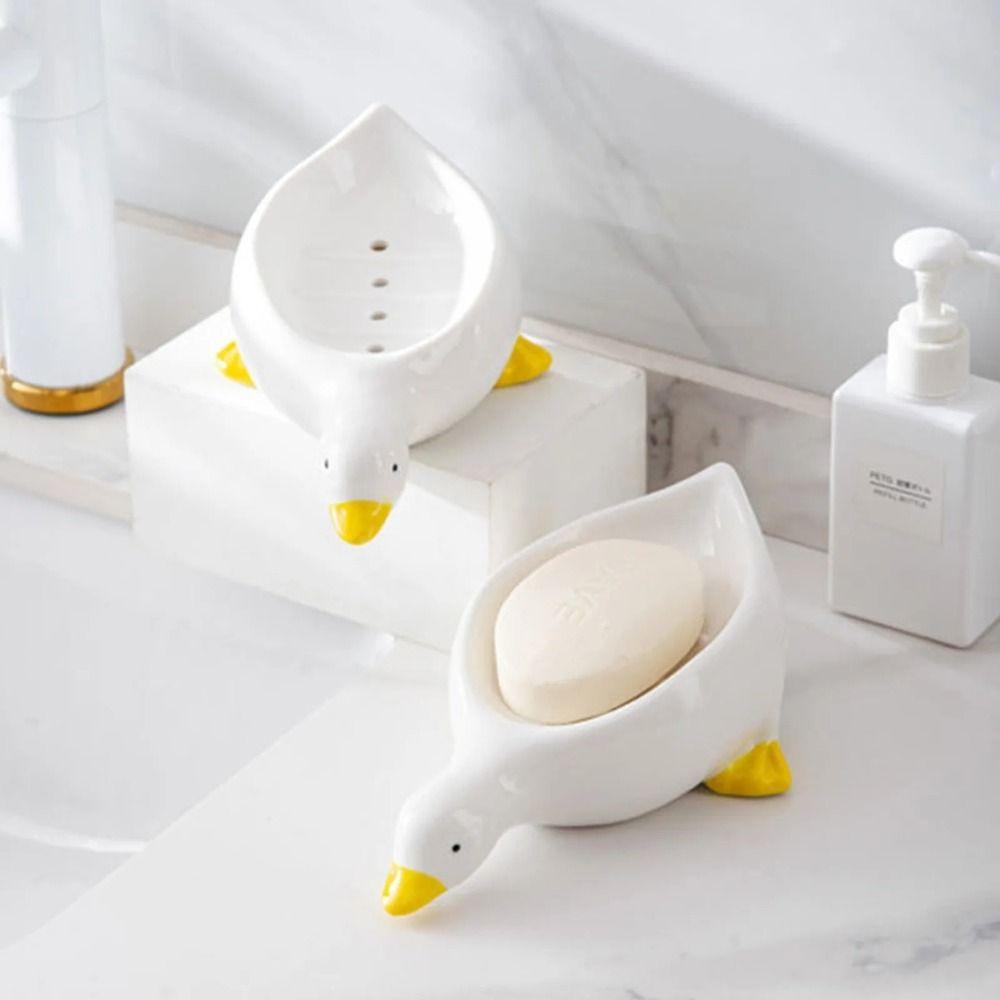 Storage Tray Soap Box Yellow Duck Shape Soap  Holders Creative Soap Dishes  Kitchen