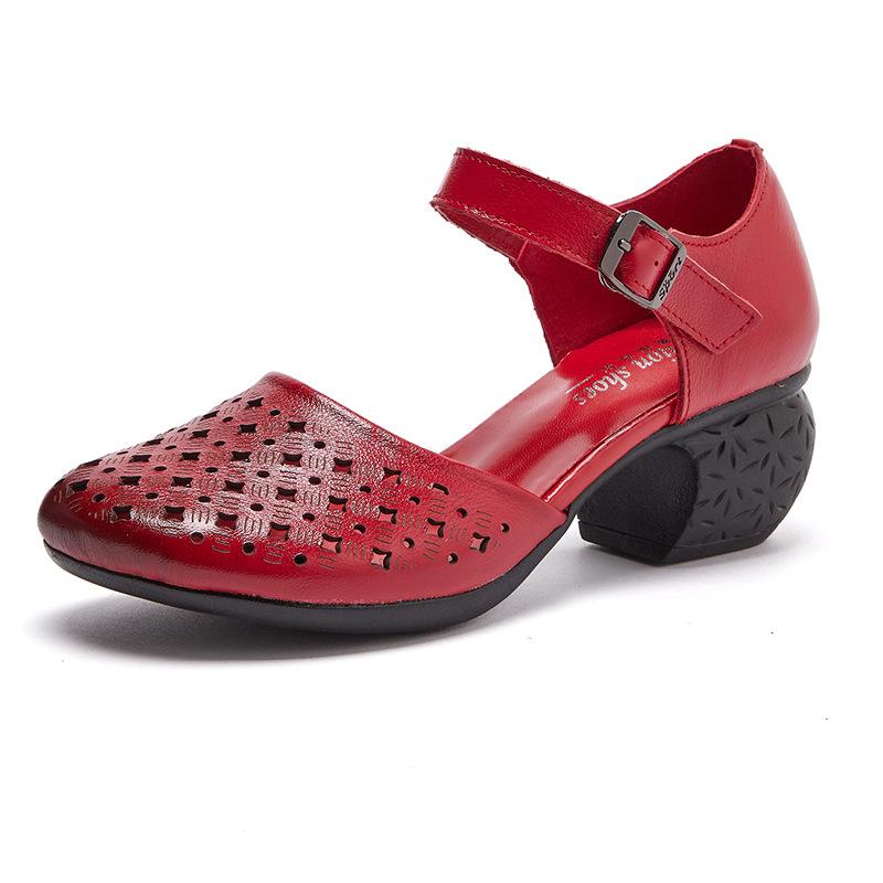 

Женская обувь Летняя обувь Cave Shoes Сандалии из коровьей кожи 41 красный