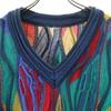90s Old 3D Long Sleeve V-neck 3D Knit Multi Men's Used