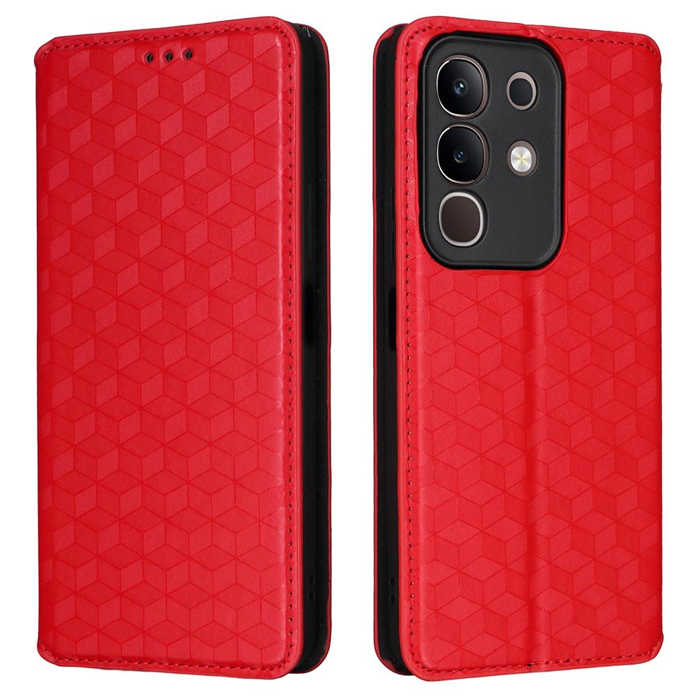 For Vivo Y29 4G/T4x 5G Case Wallet Rhombus Imprinted Leather Phone Cover