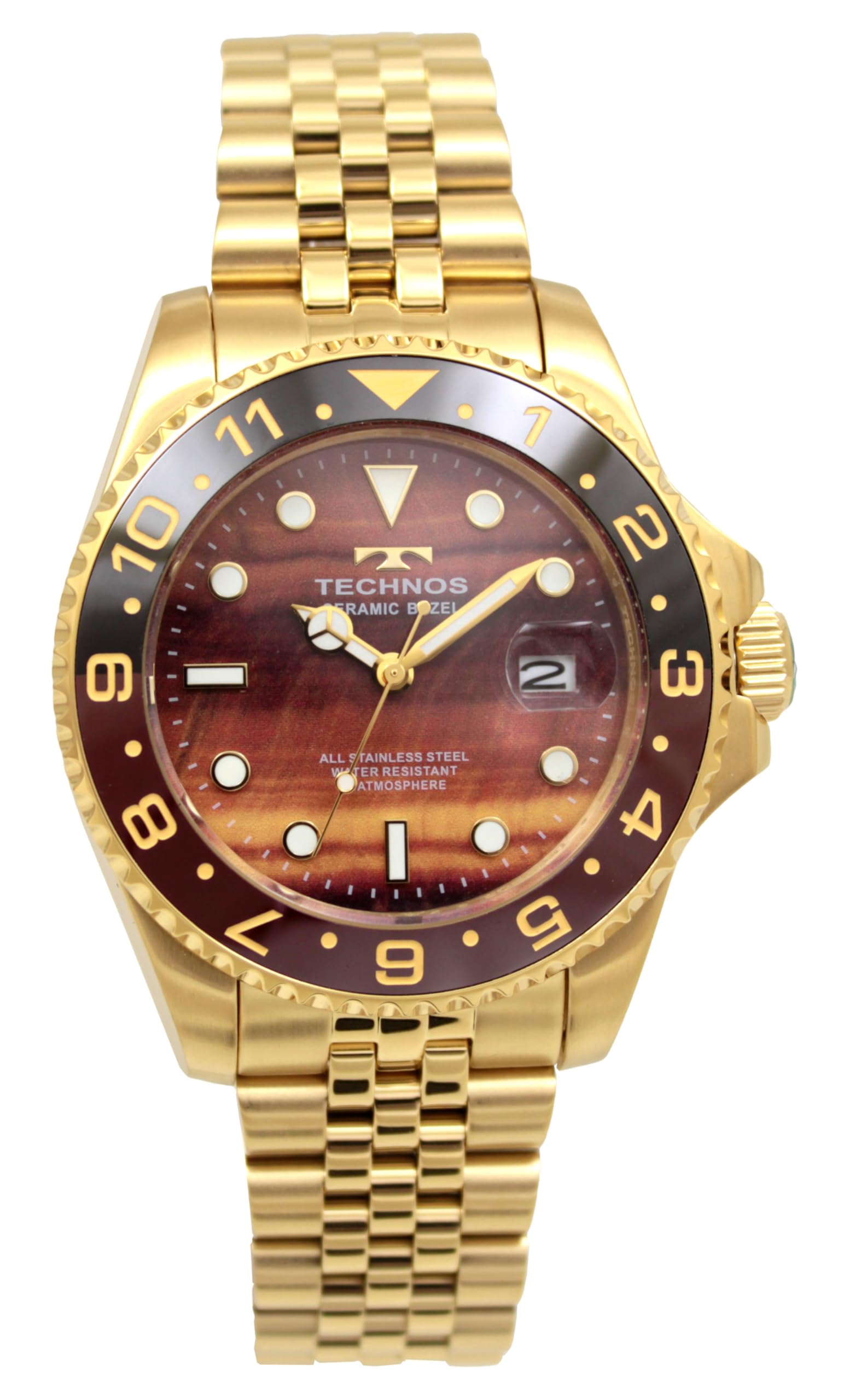 

Чоловічий золотий годинник Technos T9C11OG, Водонепроникність 10 АТМ, Відображення дати