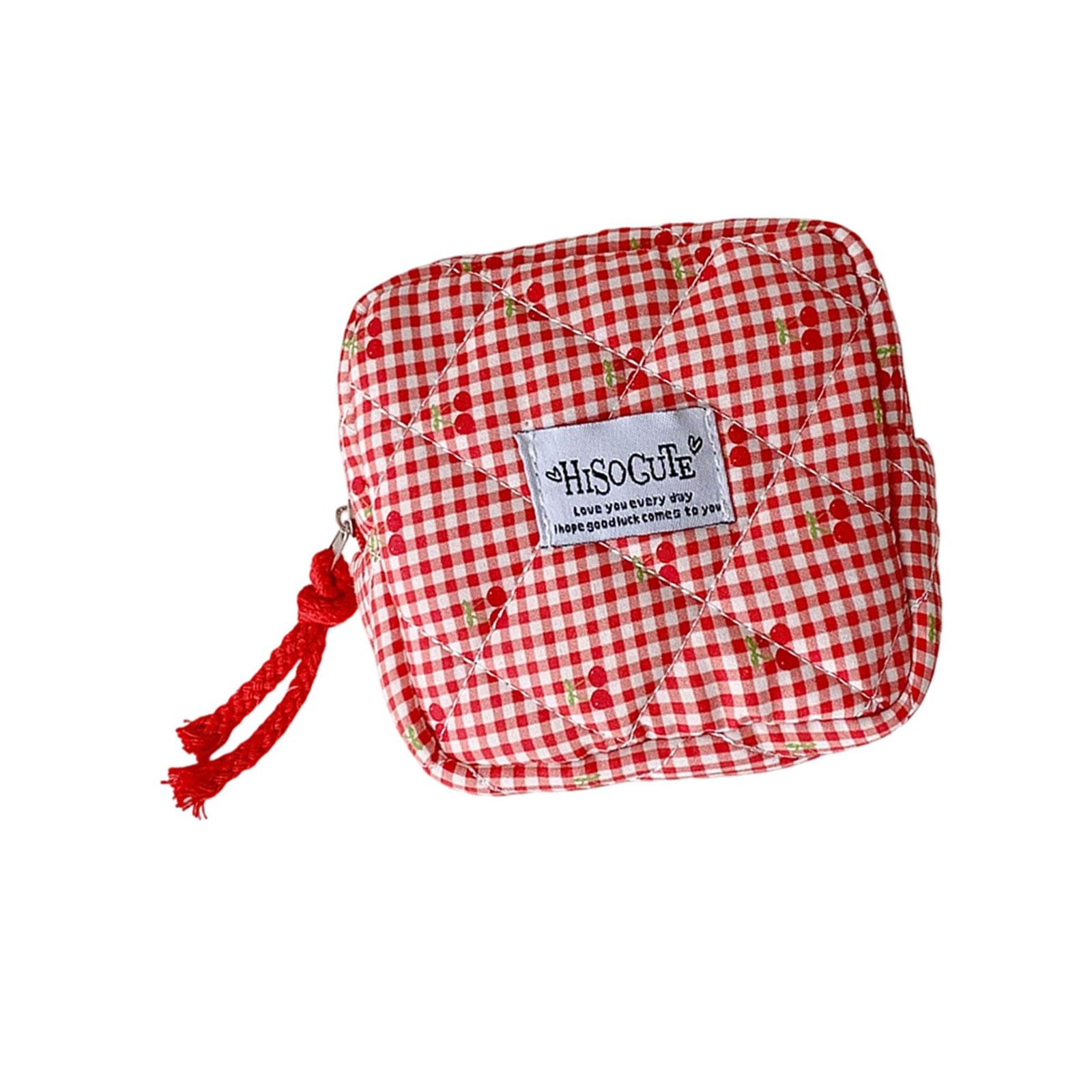 Multifunctional Sanitary Product Organizer Cherries Print Designs Portable Storage Bag For Personals Items красный