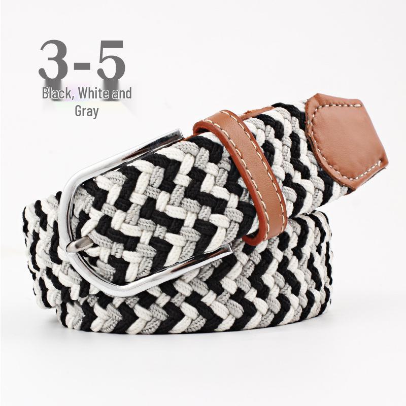 חגורת בד אלסטית יוניסקס עם אבזם פין - אבזם אריגה קז'ואל מתיחה עם הדגש עור