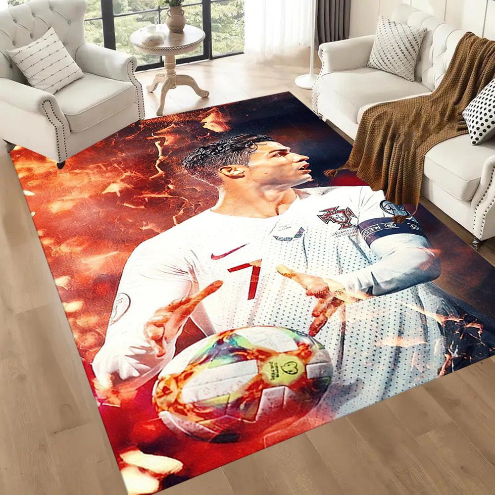 Ronaldo's Vodafone Legacy Square Rugs Are a Great Choice for Living Rooms, Bedrooms, Home Décor, and As Gifts.