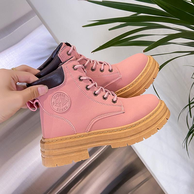 

Рабочие ботинки с толстой подошвой, женские, новые, осенние, легкие, ботильоны Bumblebee Can t Kick 40 розовый