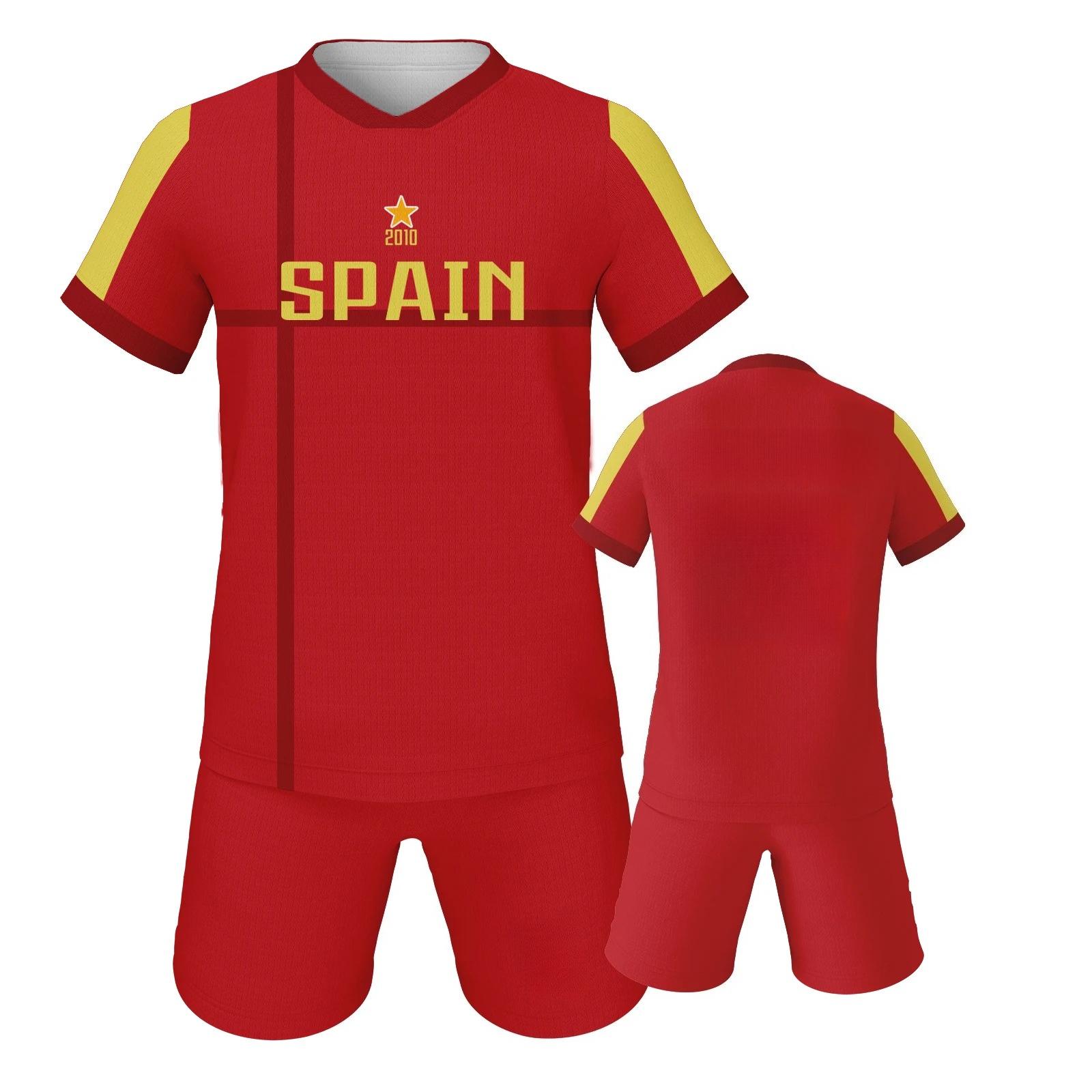 Spain Soccer Jersey Sets Football Kit Training Outfit Soccer Uniform XS