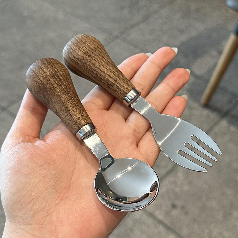 304 Stainless Steel Creative Cute Standing Walnut Spoon Fork Fruit Fork Dessert Spoon Household Spoon Fork
