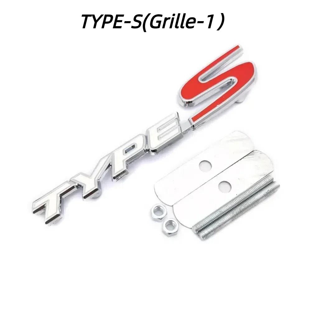 3D Металл Логотип Type-S Тип-R Гоночная Эмблема Буквы Автомобильная Передняя Решетка Задняя Крышка Багажника Значок Наклейка Аксессуары TYPE-S(Grille-1）
