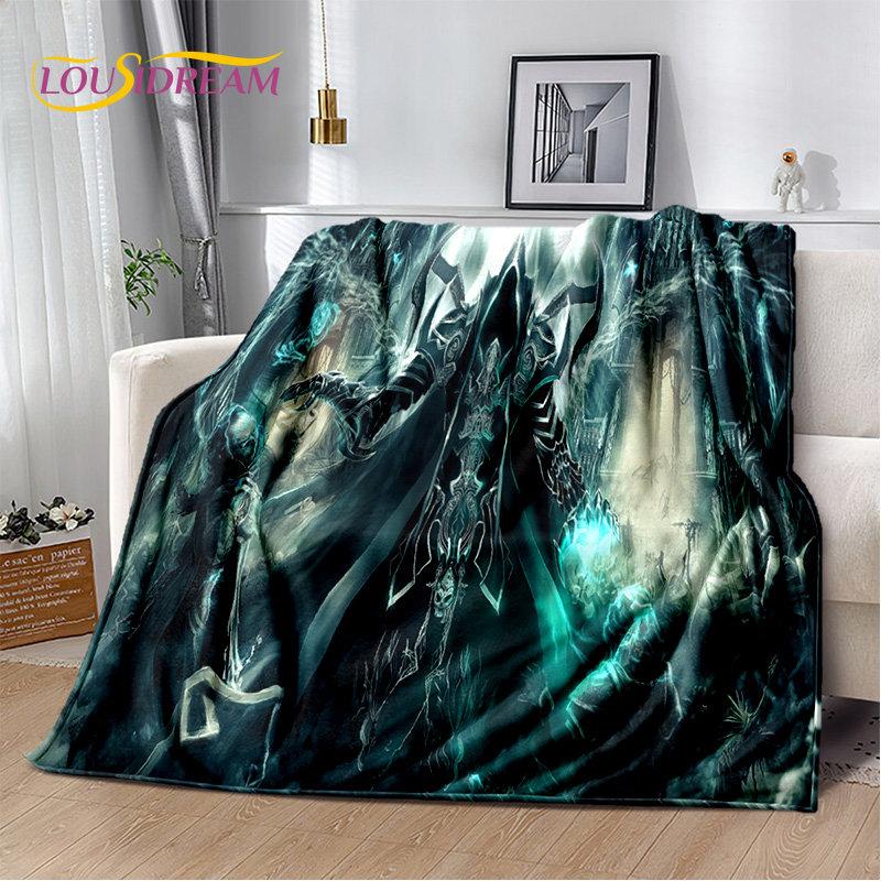 Koc 3D Diablo Gra Gamer Kreskówka Miękki Pluszowy, Koc Flanelowy Koc Narzuta na Salon Sypialnię Łóżko Sofa Piknik Okrycie Dzieci