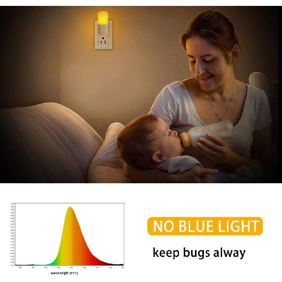 Amber Color Mosquito Repellent LED Night Light With Dusk To Dawn Sensor Dimmable Plug In Night