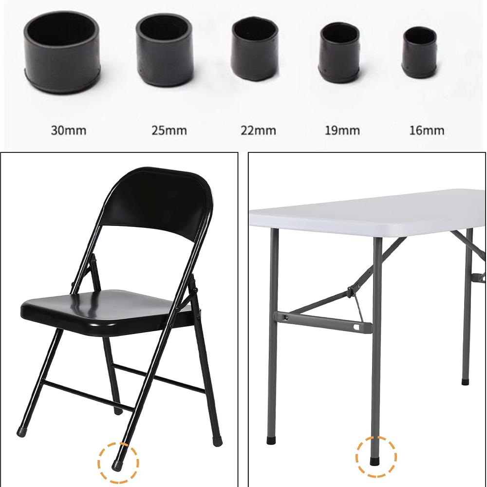 16Pcs Chair Leg Floor Protectors Round  Caps Black Chairs Foot Covers for Metal Tubing Round Desk Chairs Legs Glide Protection