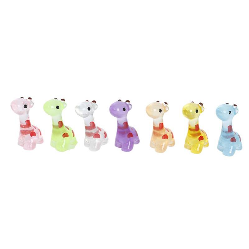 10Pcs Mini Luminous Giraffe Miniatures, Cute Animal Figures For Micro Landscaping Diy Home Decor Models Craft Fairy Ornaments