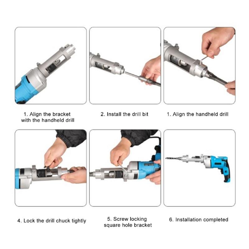 D2 Squarehole Drill Bit Adapter Aluminum Alloy Square Hole Drill Fixing Bracket For 38 To 43mm Drill Tools Chucks 19mm Diameter
