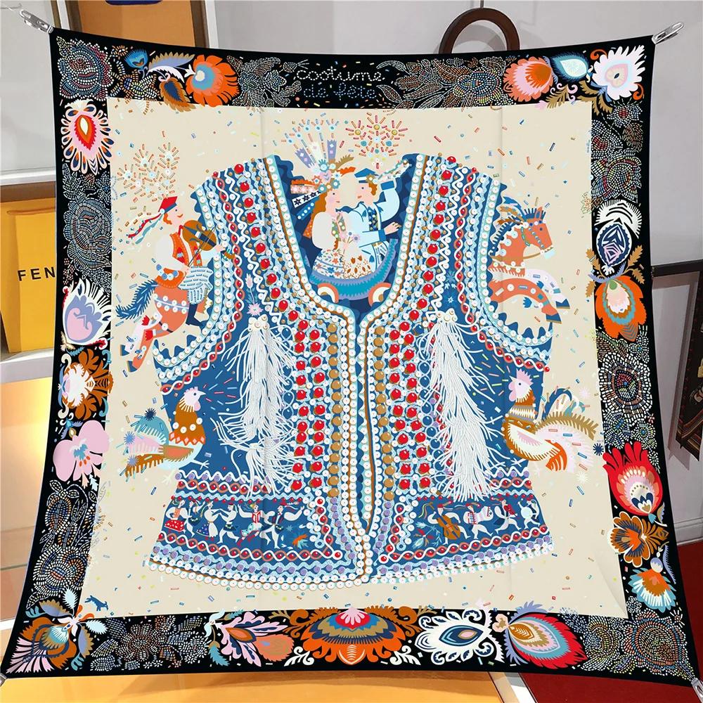 European New Color Clothes 90Cm Twill Women S Decorative Silk Scarf Travel Shawl Large Square Scarf Chest Wrap Scarf 90cm