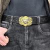 Western Cowboy Retro Bull Head Men's Belt - Embossed American Style Trendy Jeans Belt