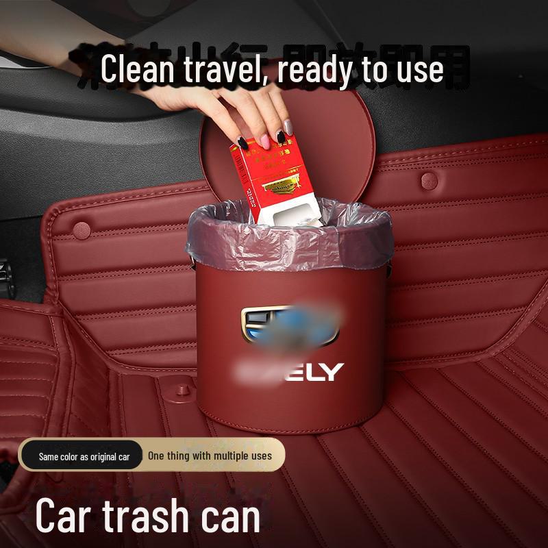 Geely Car Leather Trash Can: Compatible with Binrui, Dihao S, Xingrui, Borui, Binyue, Xingyue L, and Jiaji Models