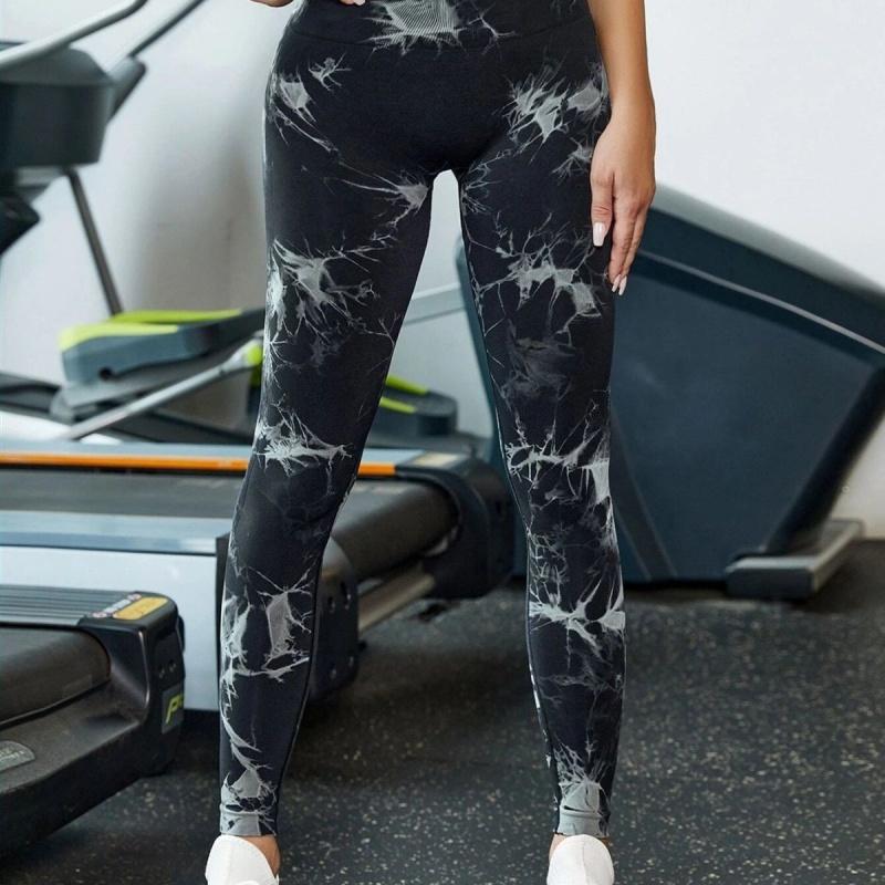 Tie-Dyed Bezszwowe spodnie fitness z wysokim stanem Peach Hip Szybkoschnące, oddychające, europejskie i amerykańskie rozciągliwe jogi