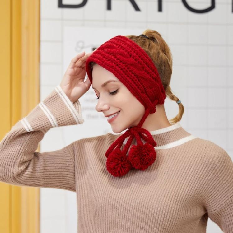 Crochet Woolen Adult Headband Girl Earmuffs Knitted Hairband For Women Teens