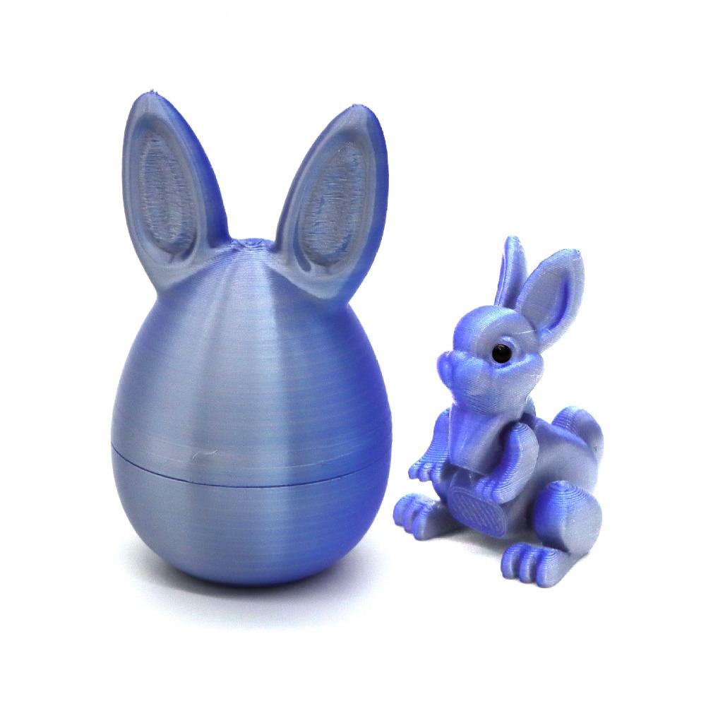 Cute 3D Printed Rabbit Egg Creative Easter 3D Printed Toy Children s Easter Gifts Blue Silver