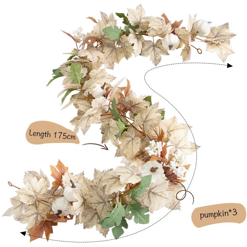 

Simulated Maple Leaf Thanksgiving Decoration Halloween Pumpkin Vine Door Hanging Nordic Harvest Festival Decoration