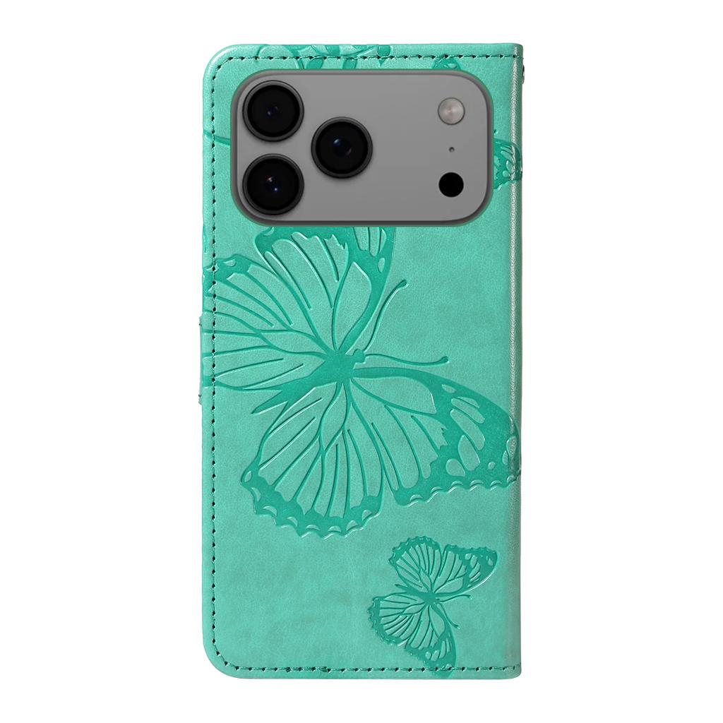 For iPhone 17 Pro Max Wallet Case Floral Butterfly Imprinted Leather Phone Cover Stand