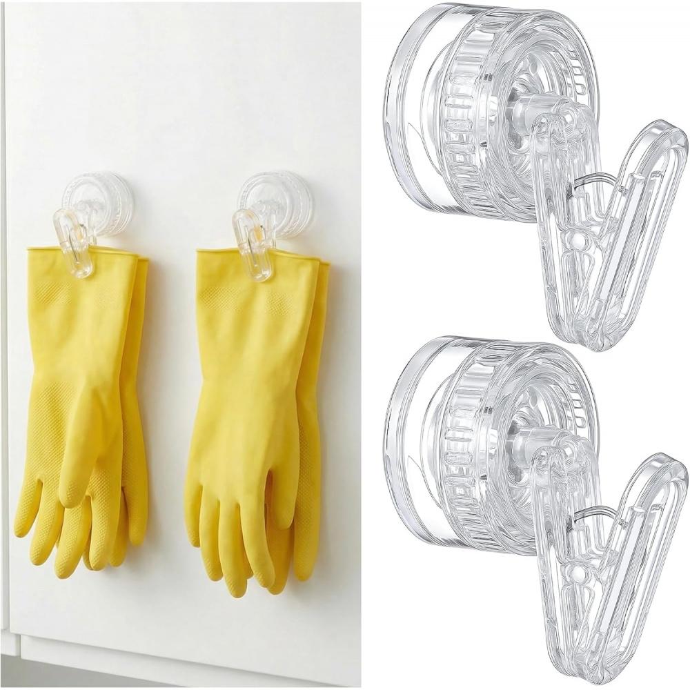 Reusable Vacuum Suction Cup Clips Heavy Duty Wall Hooks Towel Glove Storage Holder