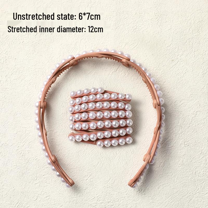 2024 Pearl Retractable Folding Headband: New Hair Accessory for Women, Combats Frizzy Hair, Ideal for Washing Face