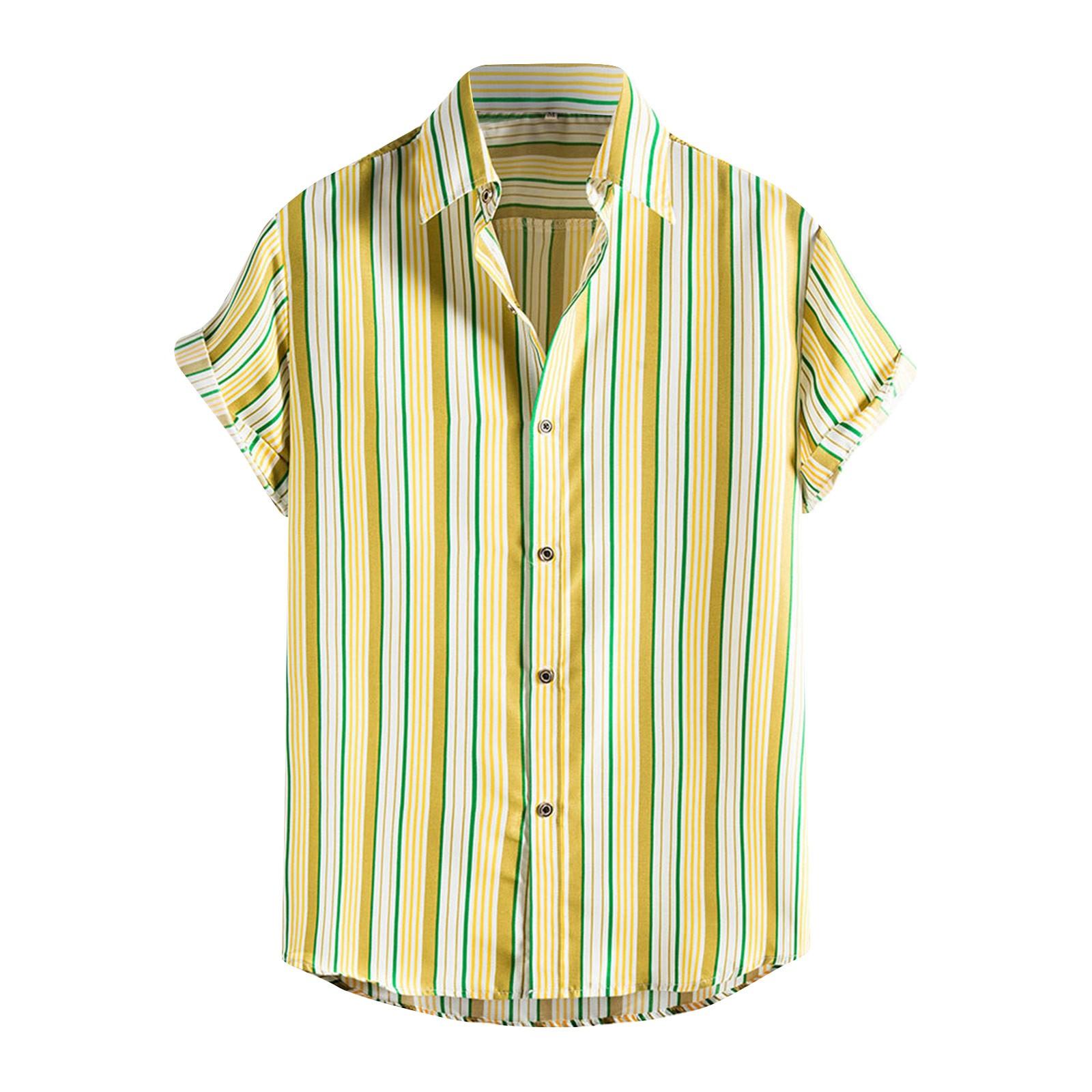 

Весенне-летняя мужская пляжная рубашка Гавайская рубашка с короткими рукавами и цветочным узором M жёлтый