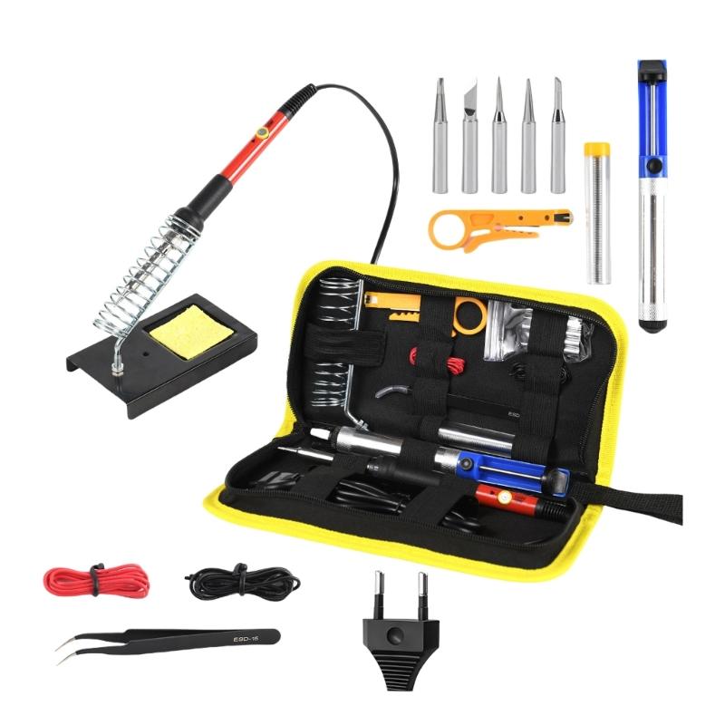 Professional 15 in 1 Soldering Tool Set Featuring Temperature Control European American Plugs And Heat Resistant Base