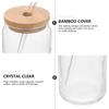 350/550ml Glass Cup with Bamboo Lids and Glass Straw 1pc Beer Shaped Drinking Glass Cute Tumbler Cup for Smoothie, Boba Tea