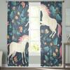 Beautiful Unicorns Sheer Curtains For Bedroom Living Room Tulle Curtains For Kitchen Window Voile Curtains