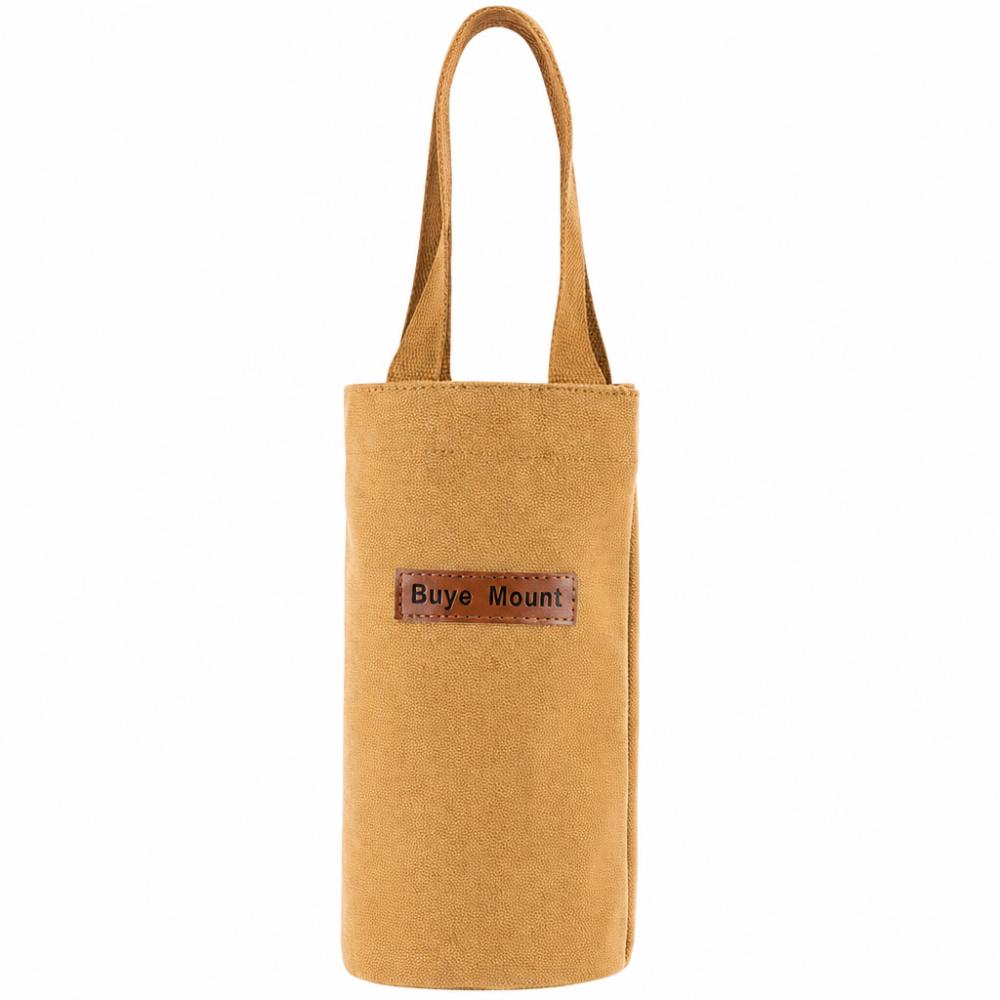 Stylish Canvas Water Bottle Bag Large Capacity Handheld Water Bottle Holder Lightweight Portable Carrier Bag for Students хаки
