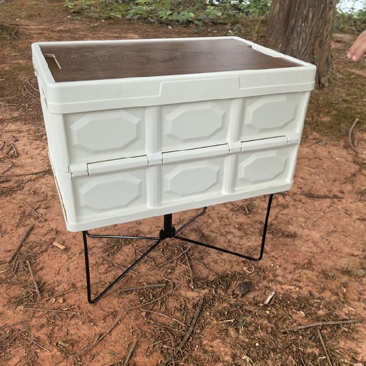 Camping Foldable Metal Stand Storage Box Bracket Foldable Coolers Stand Outdoor Picnics Accessories Easy To Use