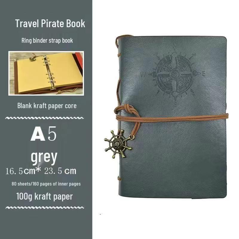 Vintage Pirate-Themed Loose-Leaf Journal - Kraft Paper & Doodle Diary