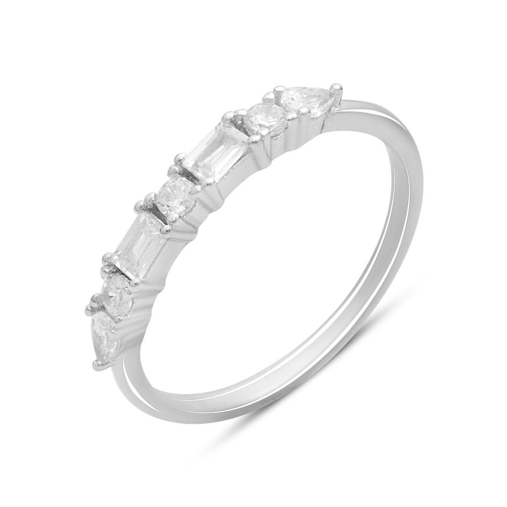 Серебряное кольцо с фианитами, вес изделия 1,33 гр (2186007)