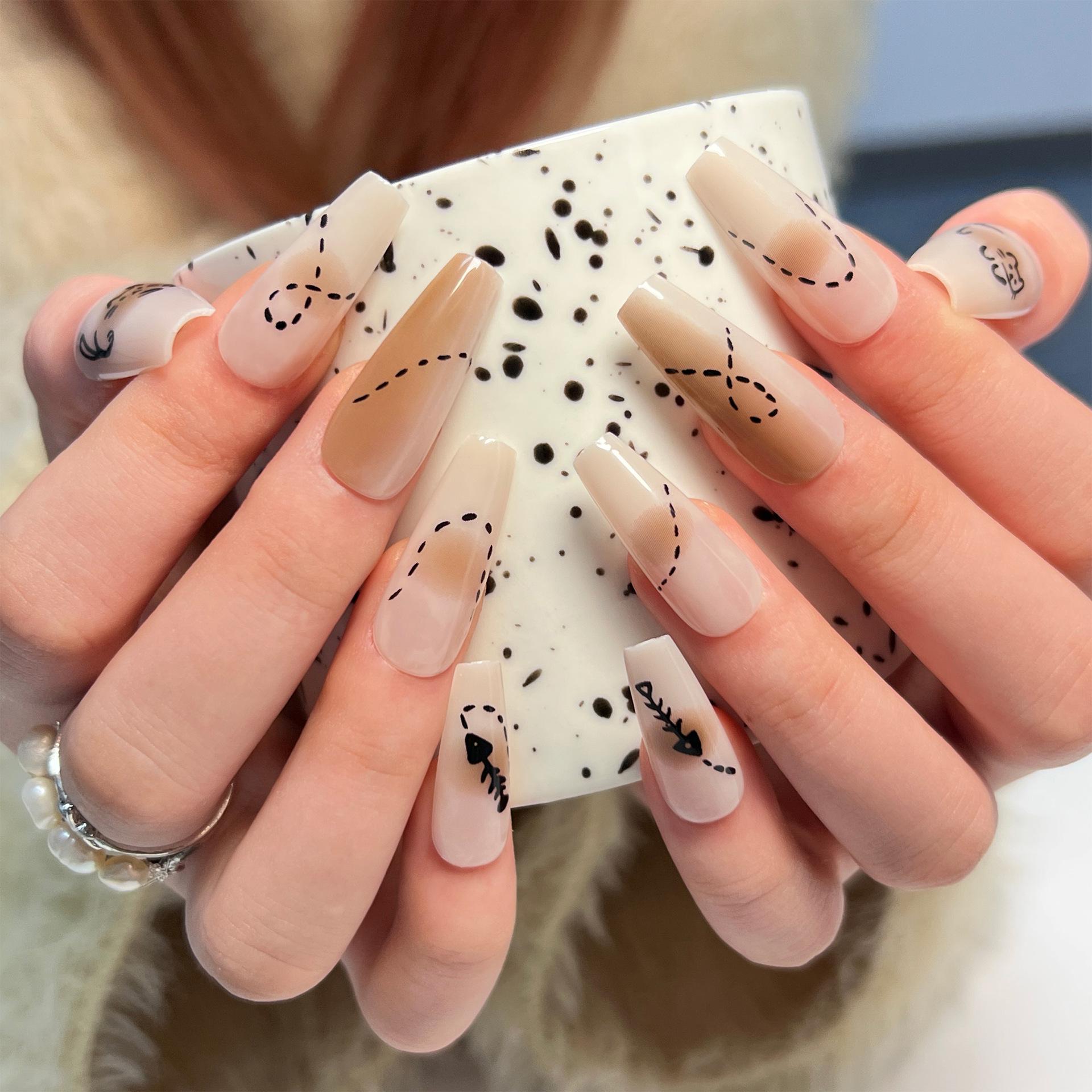 Simple Line Cartoon Nail Art Stickers - Cute, Wearable Ballet Designs JP2915 [Glue Version]