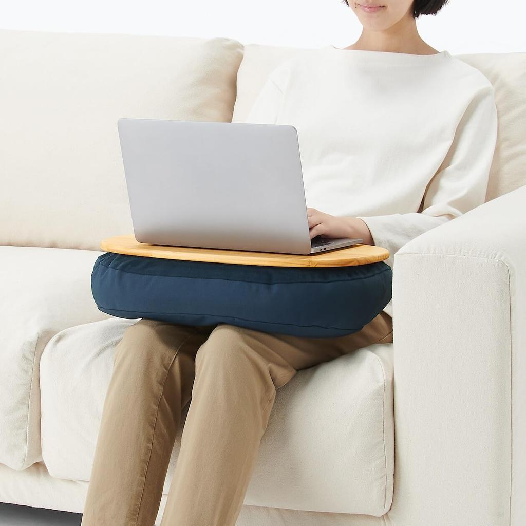 MUJI Knee-Suitable Table Cushion, Navy, Width 47 X Depth 31.5 X Height 10cm, Product Code: 83435783