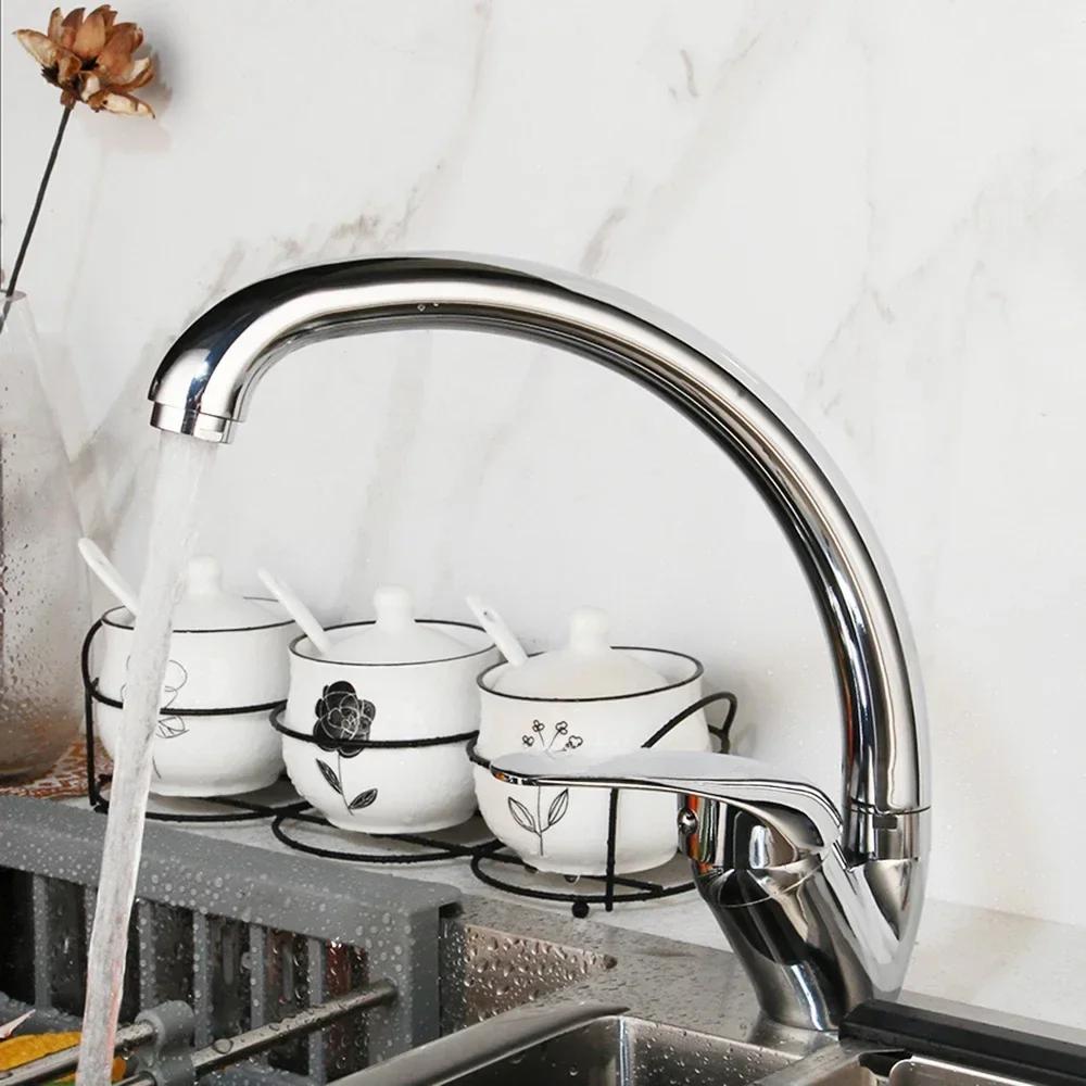 Stainless Steel Sink Faucet Hot and Cold Mixing Tap Kitchen Faucets Household Single Handle Rotation WashBasin Tap Deck Mounted