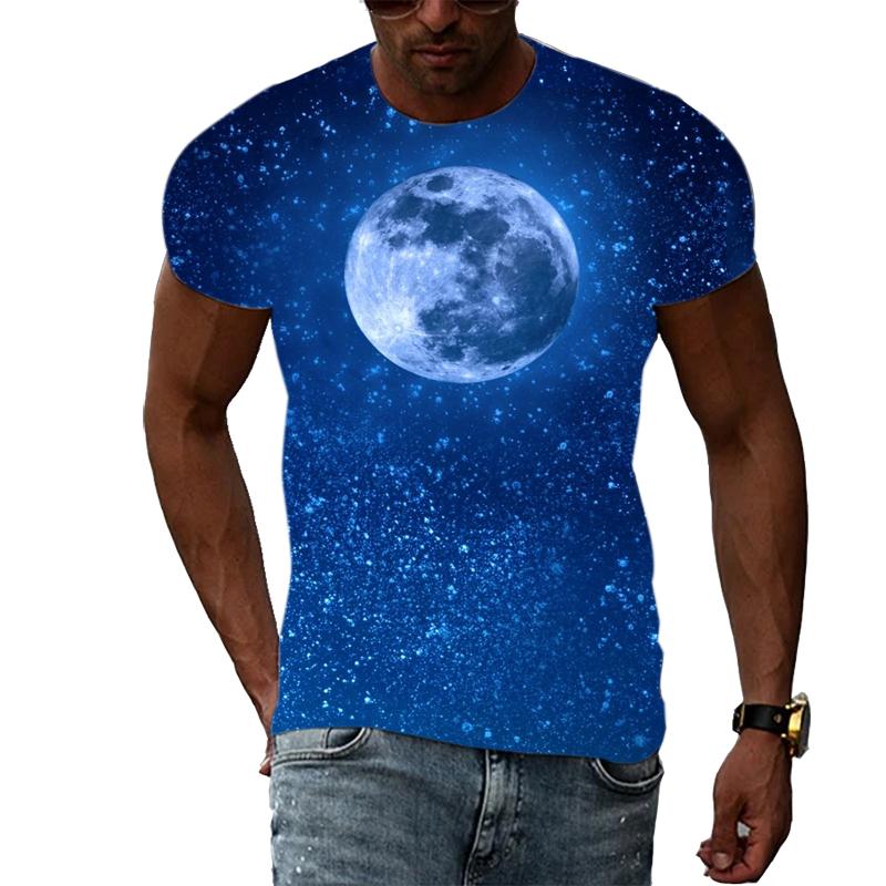 Summer Night Scene graphic t shirts Men Fashion Trend Creative Pattern T-shirt Hip Hop harajuku Handsome 3D Print t-shirts Tops