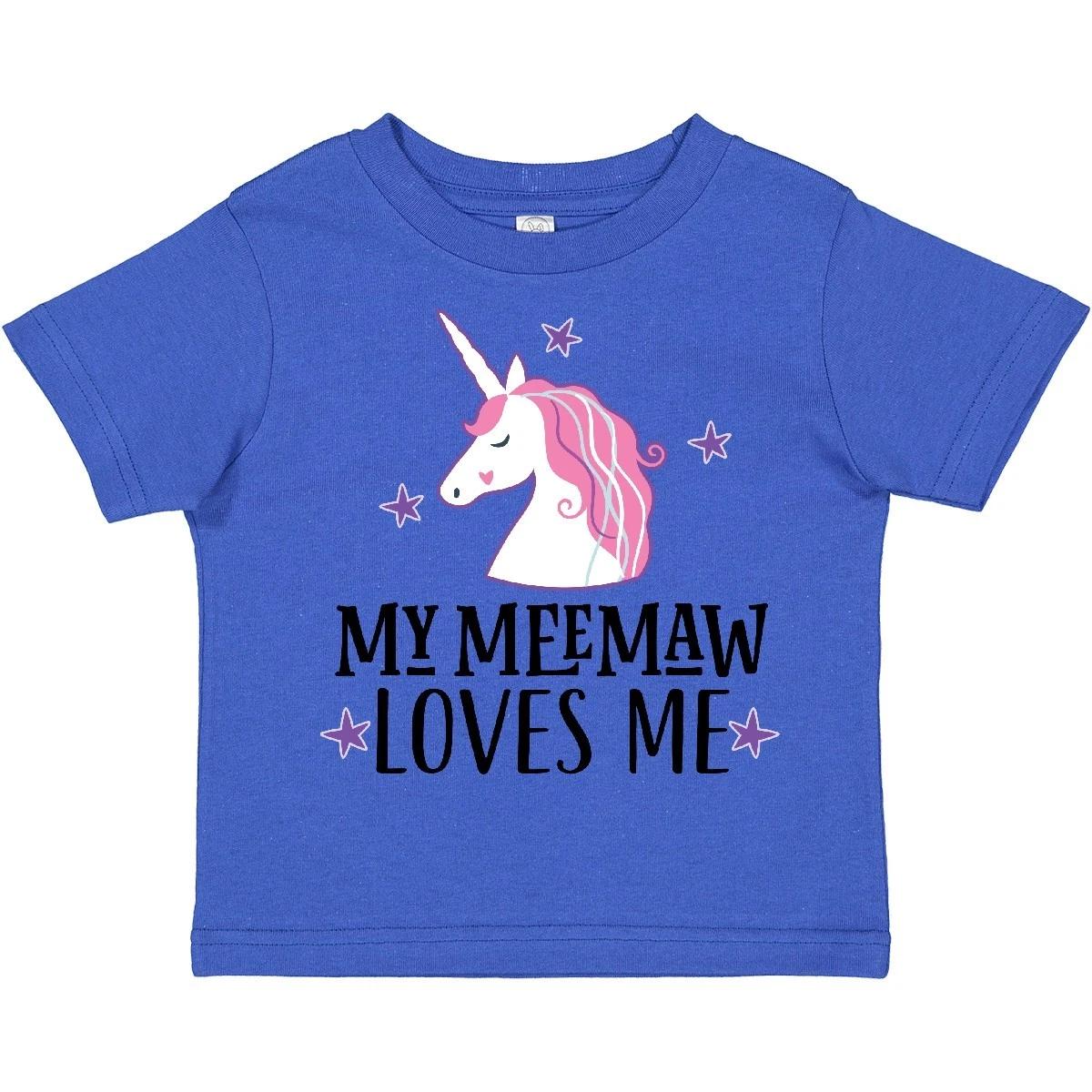 Inktastic My Meemaw Loves Me Unicorn Toddler kids boys T-Shirt Childs Grandchild Clothing 160