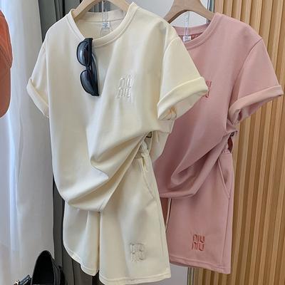 Summer Short Sleeve Shorts Set Women's Casual Sports Outfit Comfortable Loose Running Street Style Trendy Two-Piece Ensemble