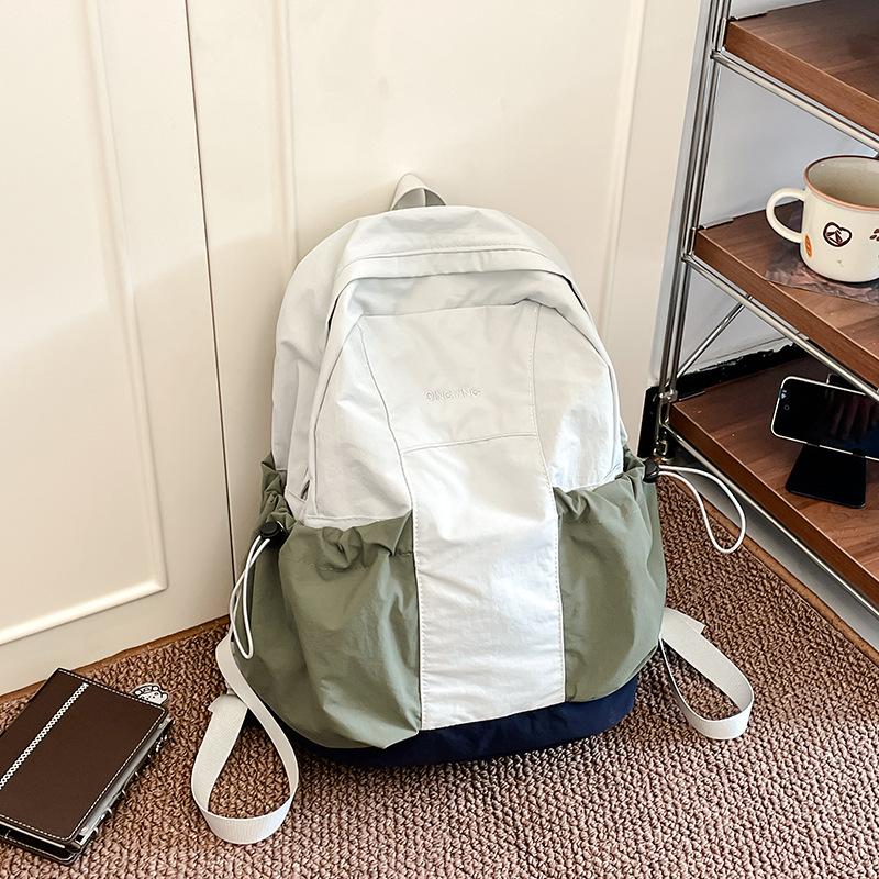 Japanese retro forest canvas backpack, women s backpack, Instagram style ctrasting color, niche casual student backpack