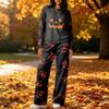 Women's Halloween Print Hoodie and Jogger Pants Set, Round Neck Loose Fit Casual Sweatsuit