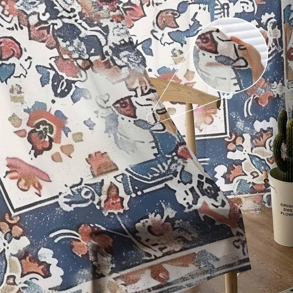 Bohemian Retro Patterns Sheer Curtains for Kids Bedroom Living Room Voile Window Curtains Tulle Drapes