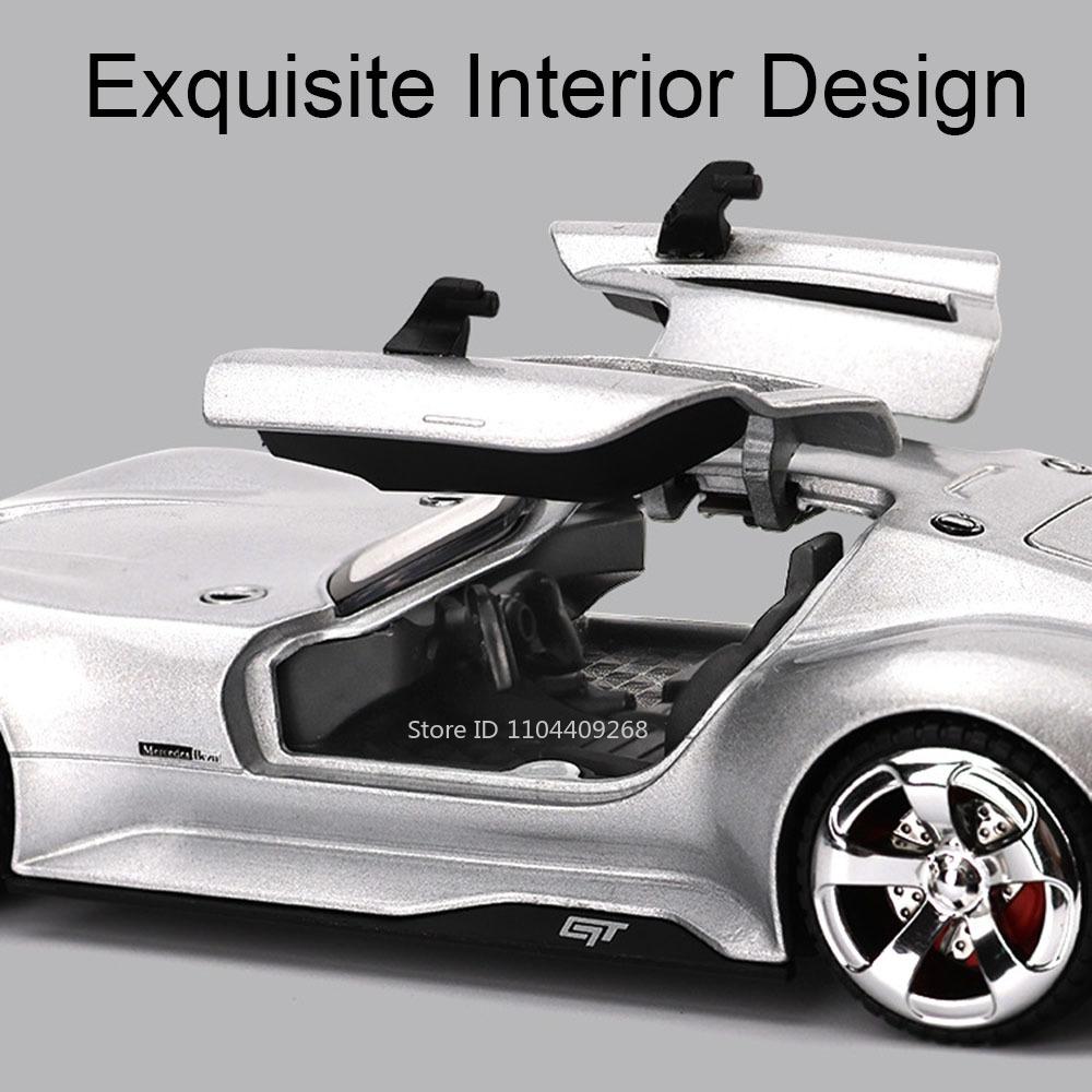 1:32 Scale GT 300SL Sports Car Model Toy Doors Opened Sound Light Pull Back Diecast Metal Vehicles Models Collection Kid Gifts