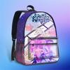 Movie Peripheral Print Backpack, School Bag Student Campus With Plush Ball Backpack