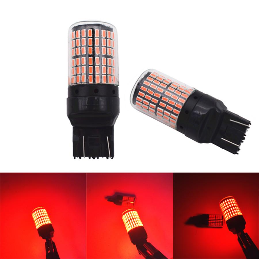 2pcs T20 7443  3014 144SMD Red LED Canbus Taillight Flashing Strobe Blinking Rea